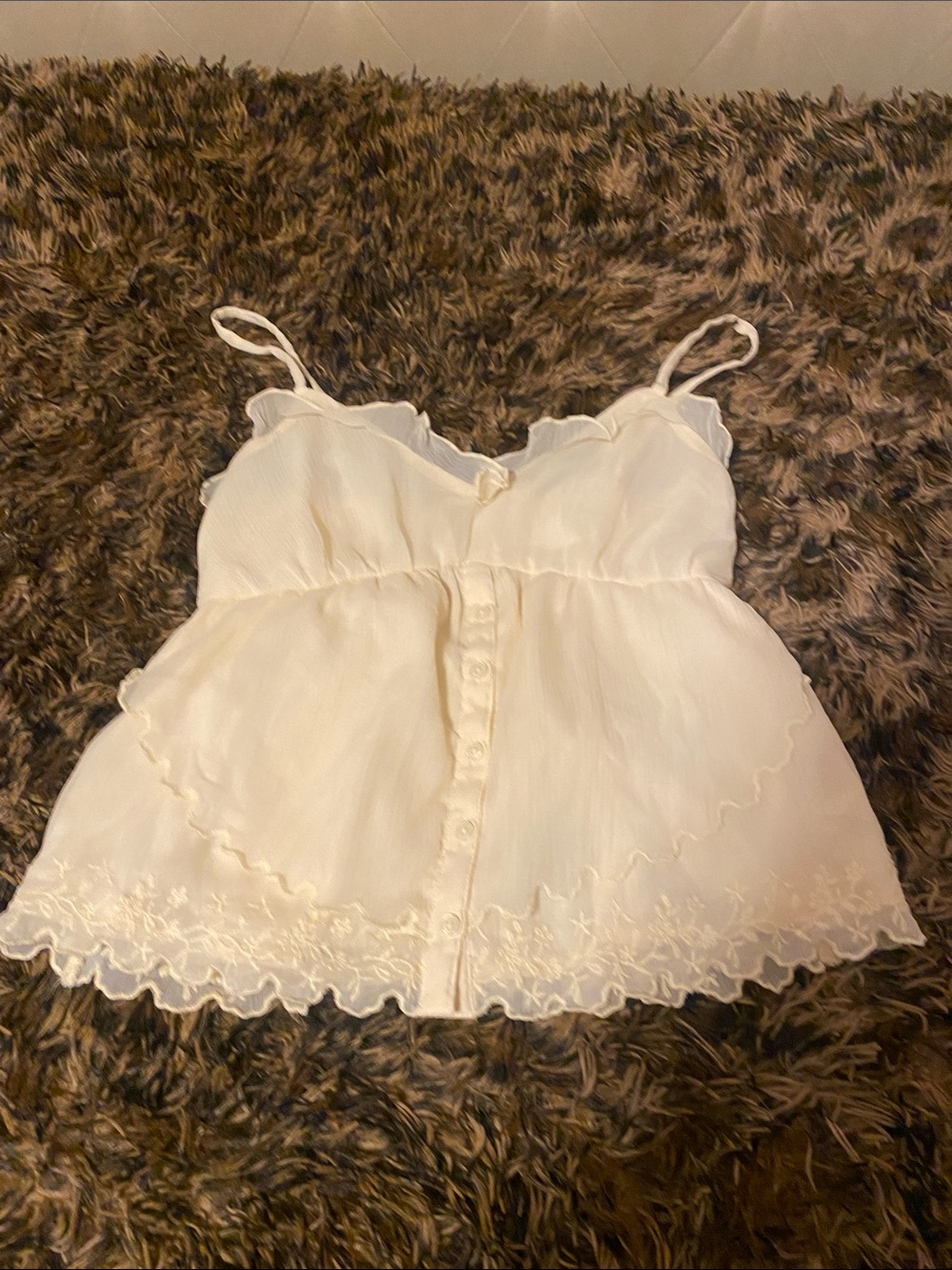 Hollister Cream Lace-Trim Button-Front Cami